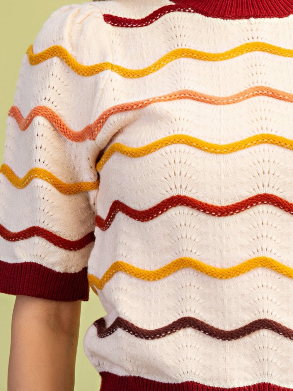 GiGiO Pointelle Knit Short Sleeve Sweater - Picture 3 of 6